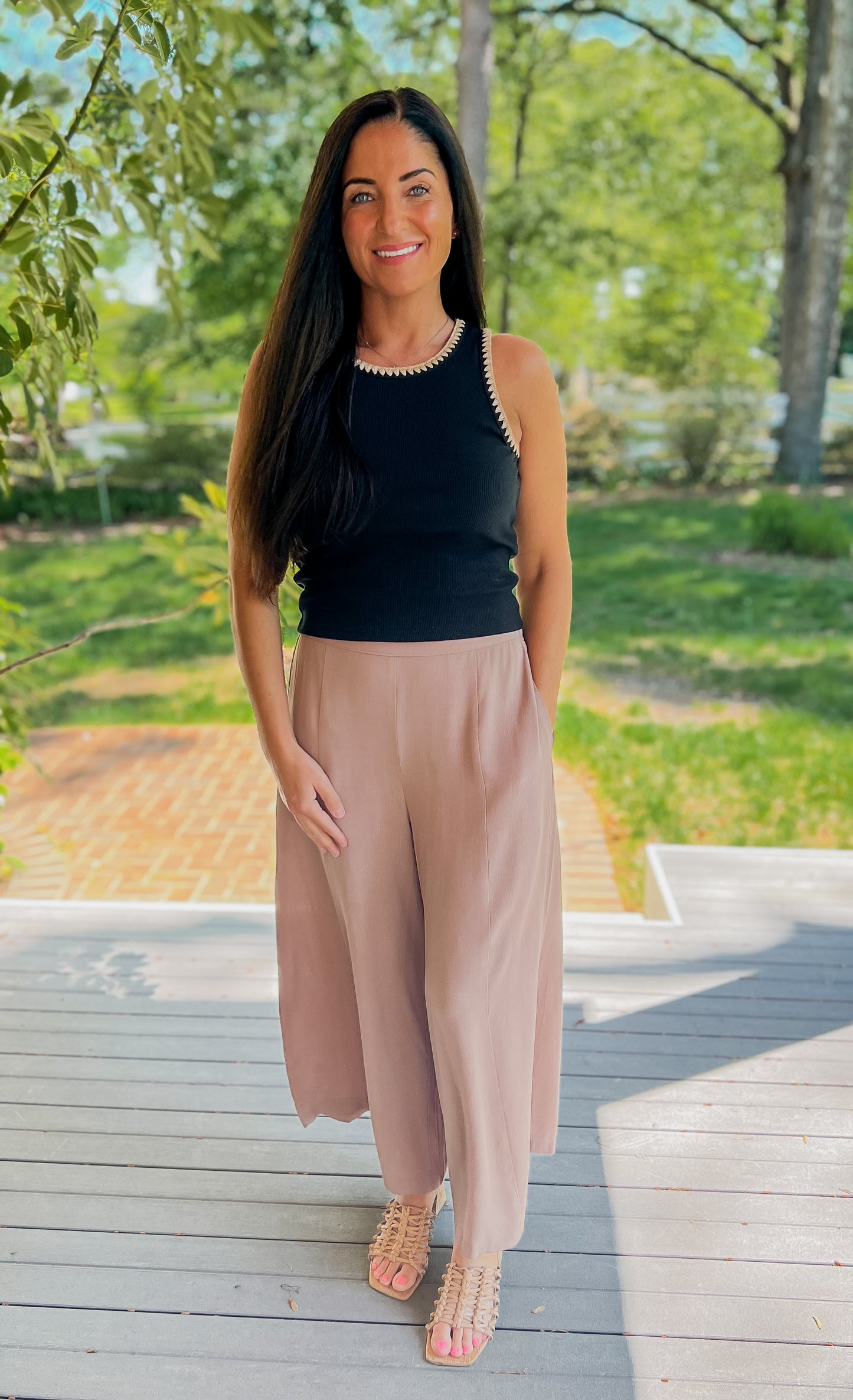 FINAL SALE - Wide Leg Capri Trouser