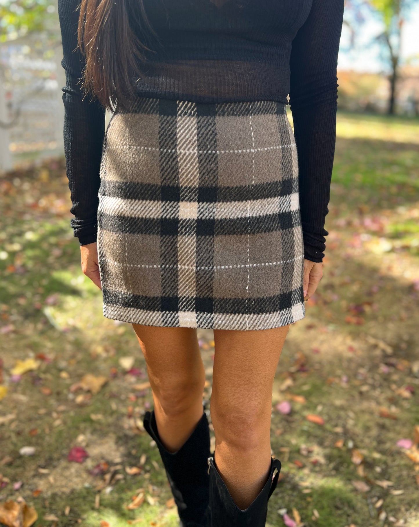 FINAL SALE -Plaid Mocha Mini Skirt