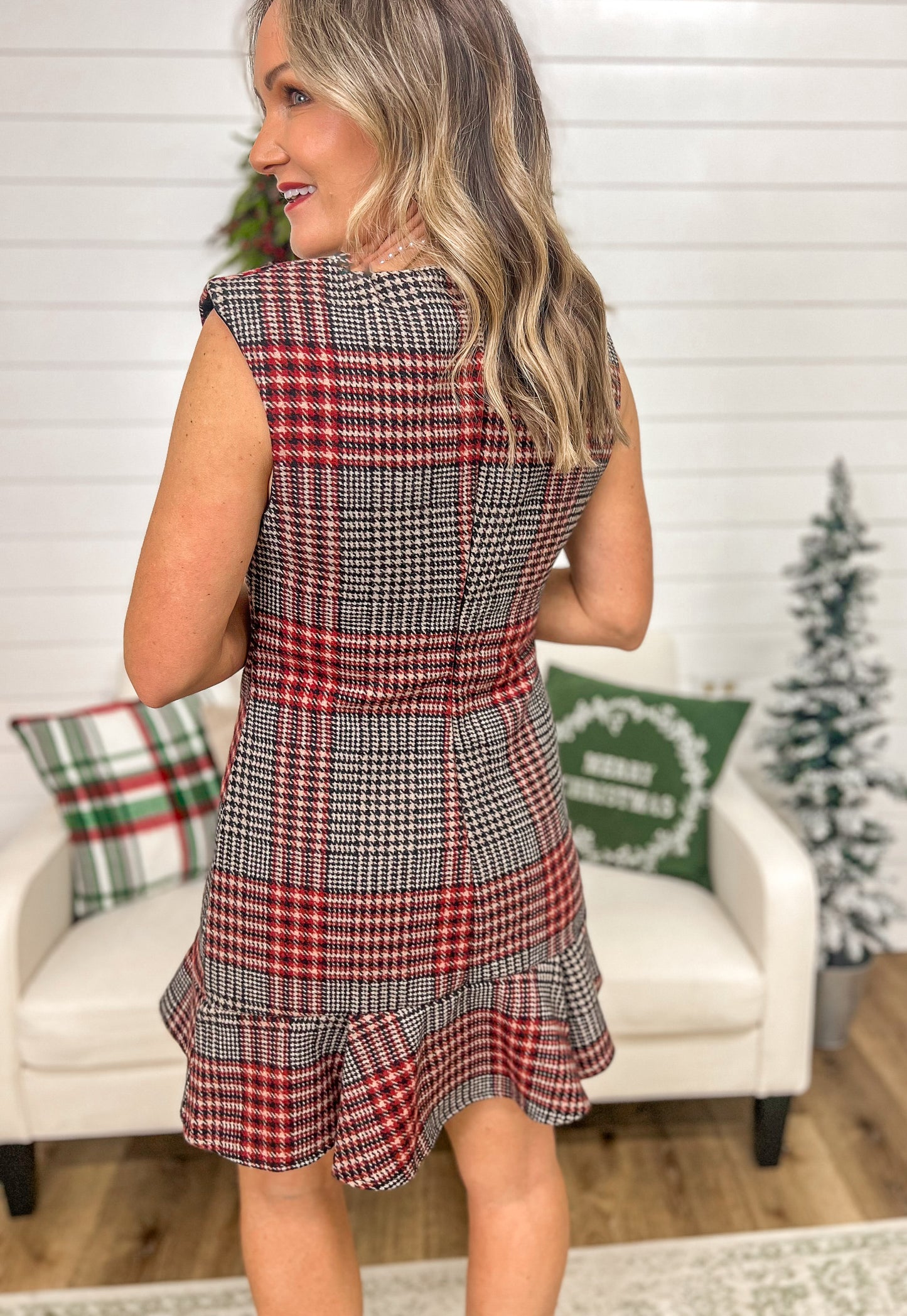 FINAL SALE - Plaid & Pleats Dress