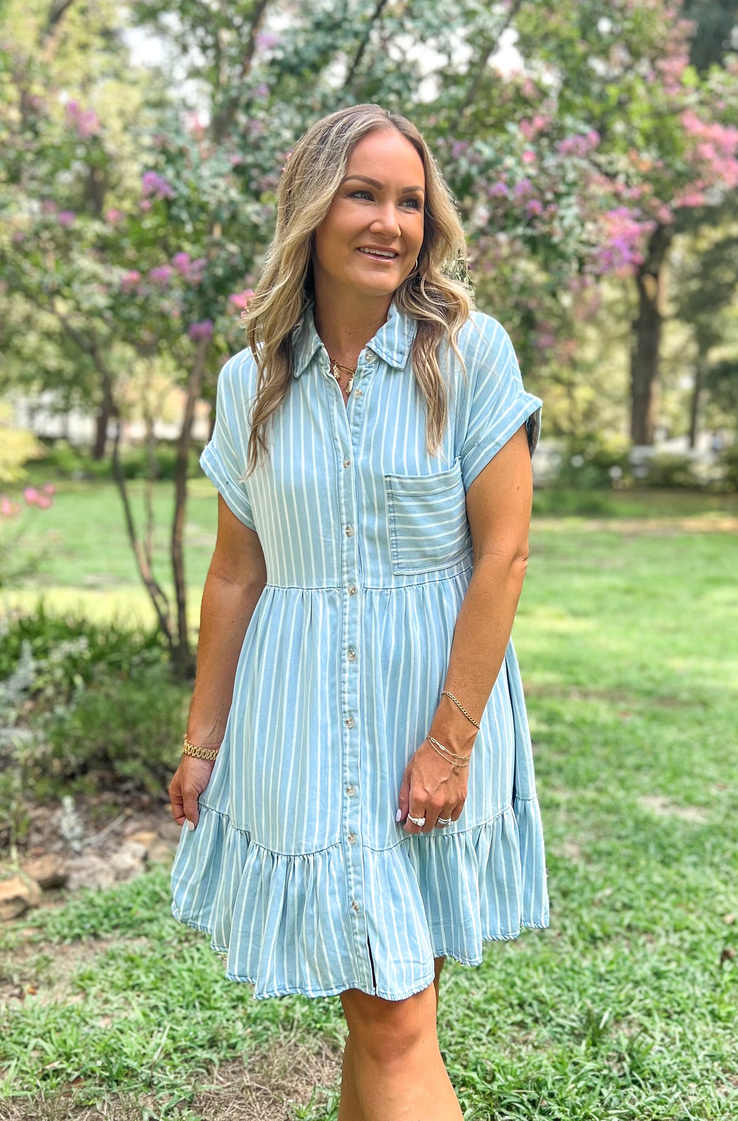 FINAL SALE - Chambray Stripes Dress