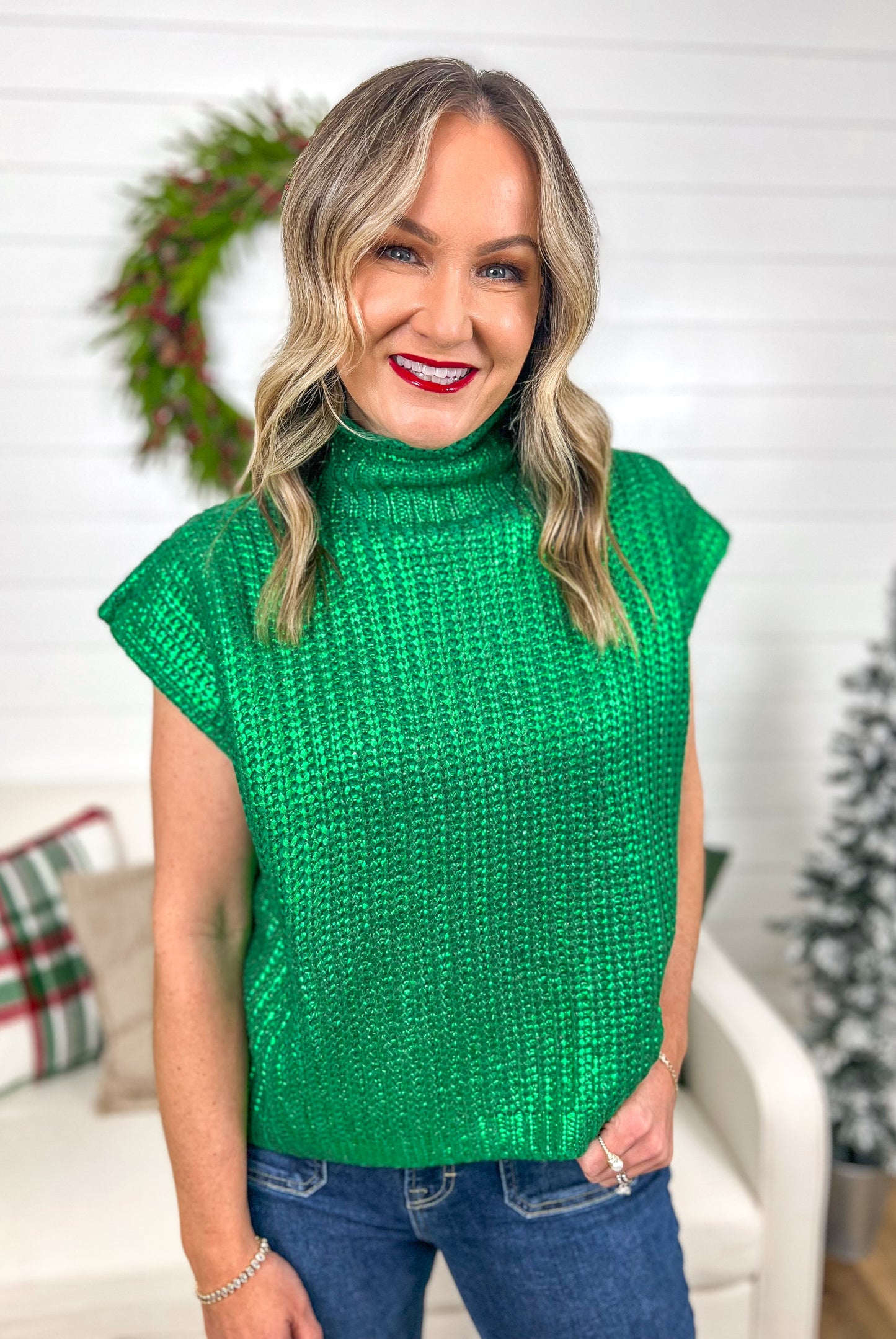 FINAL SALE - Jolly Metallic Foil Sweater