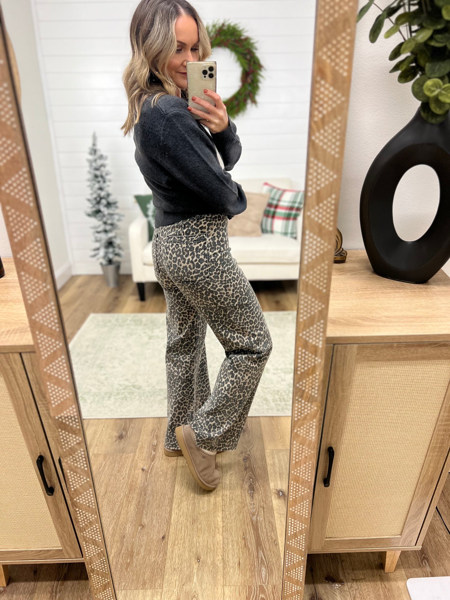 Leopard Canvas Wide Leg Pant