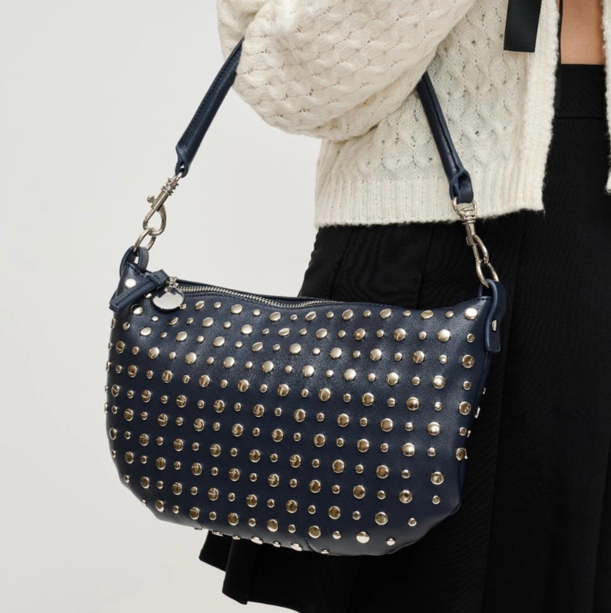 Jordan Studded Shoulder Bag- Midnight