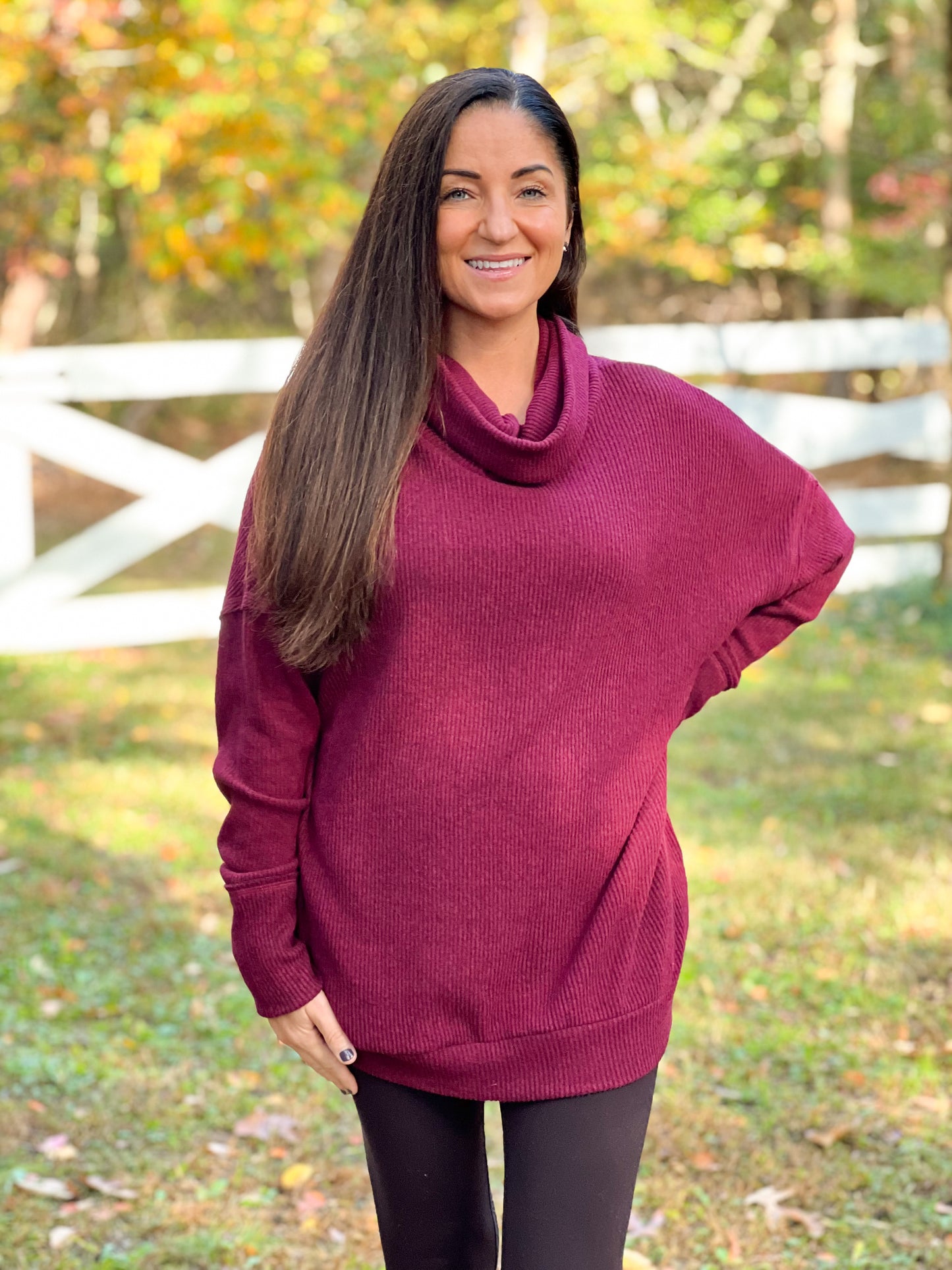 FINAL SALE - Ribbed Tunic Turtleneck Top (S-3X)