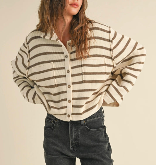 Striped Crop Cardigan