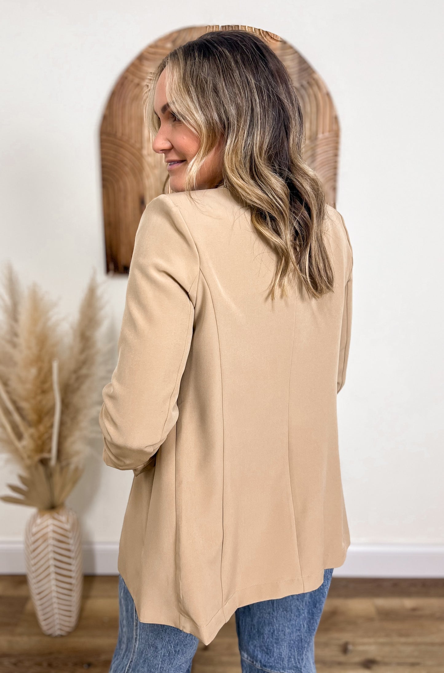 Ruched Sleeve Blazer