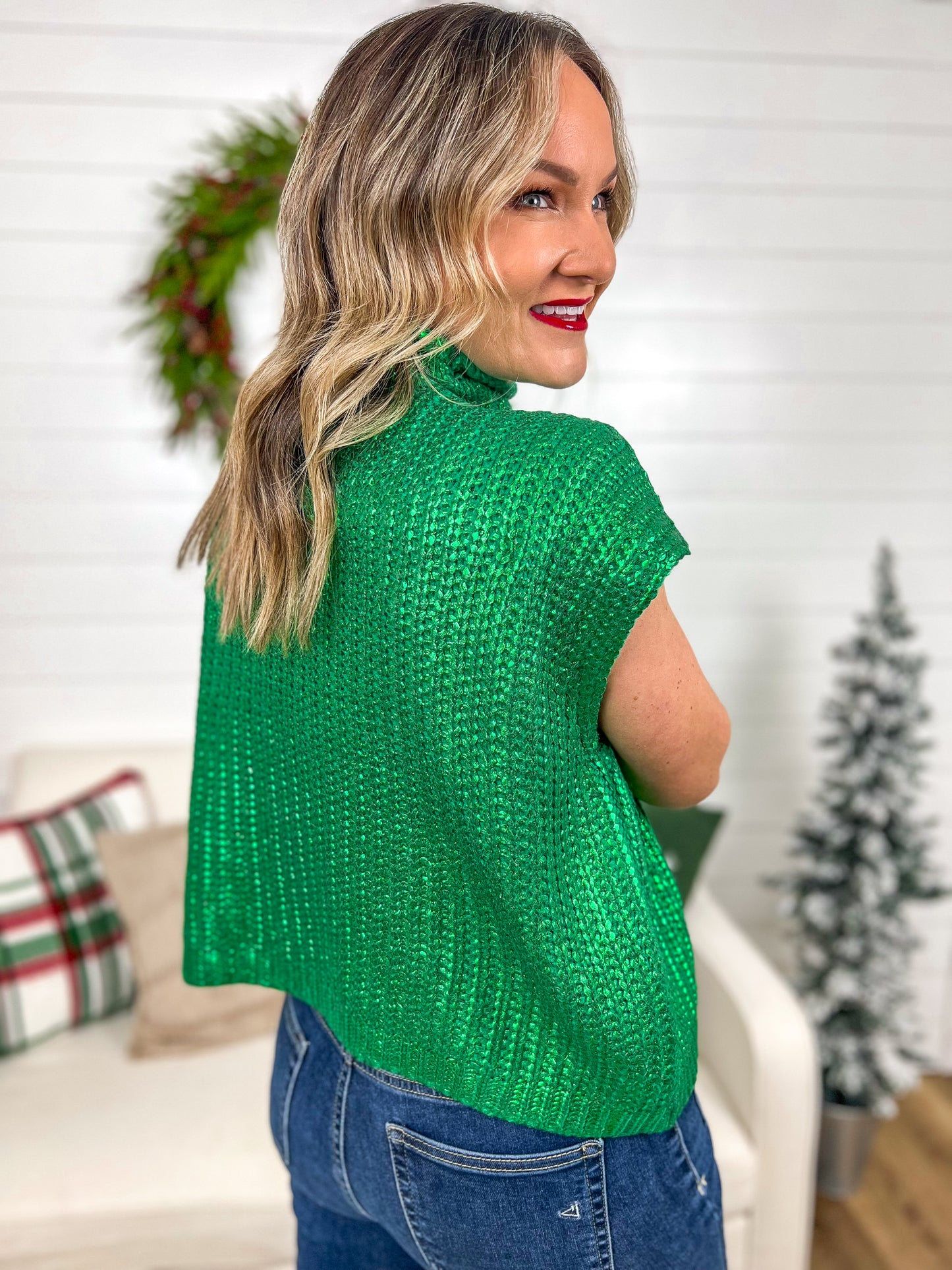 FINAL SALE - Jolly Metallic Foil Sweater