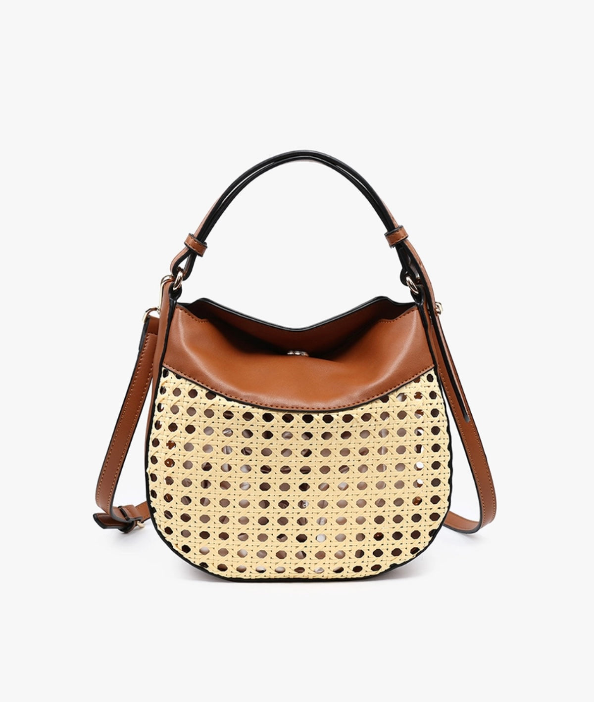 Evans Rattan Crossbody- Brown