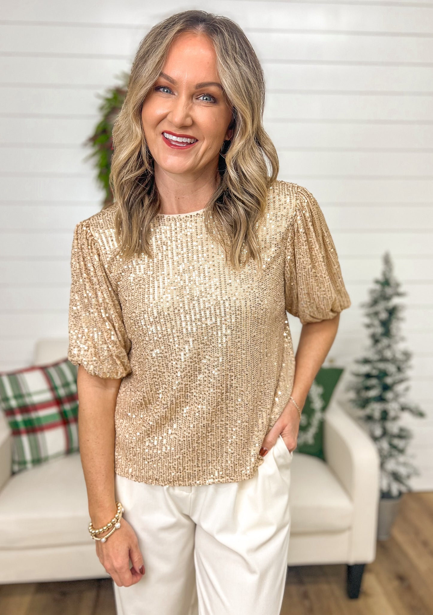 FINAL SALE -Sweeter with Sequins Top