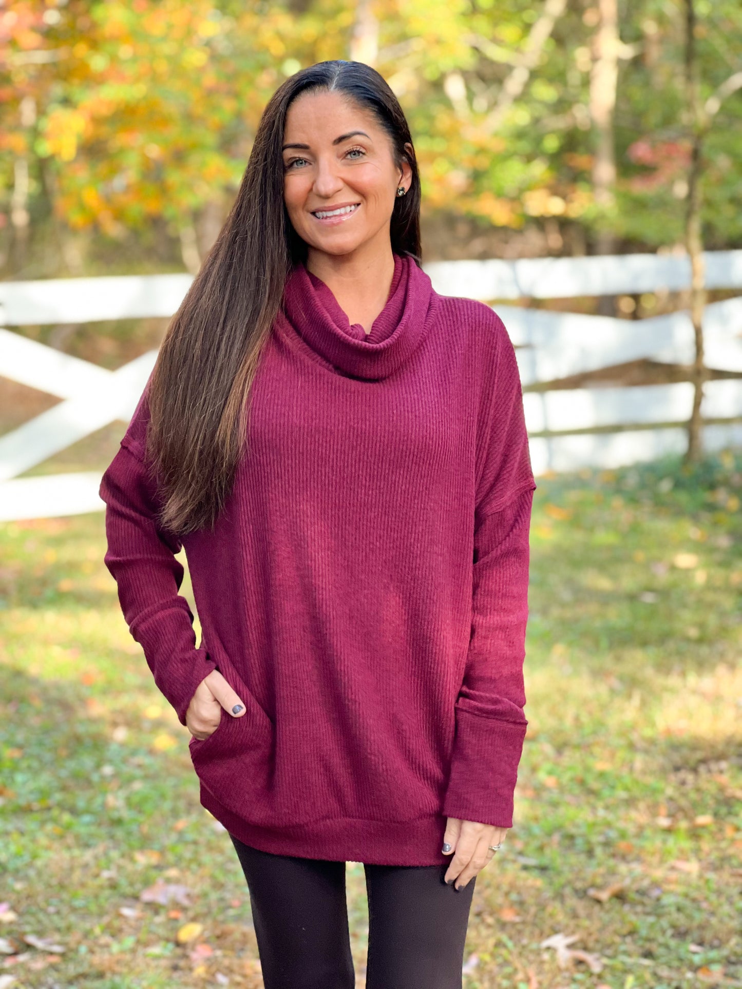 FINAL SALE - Ribbed Tunic Turtleneck Top (S-3X)