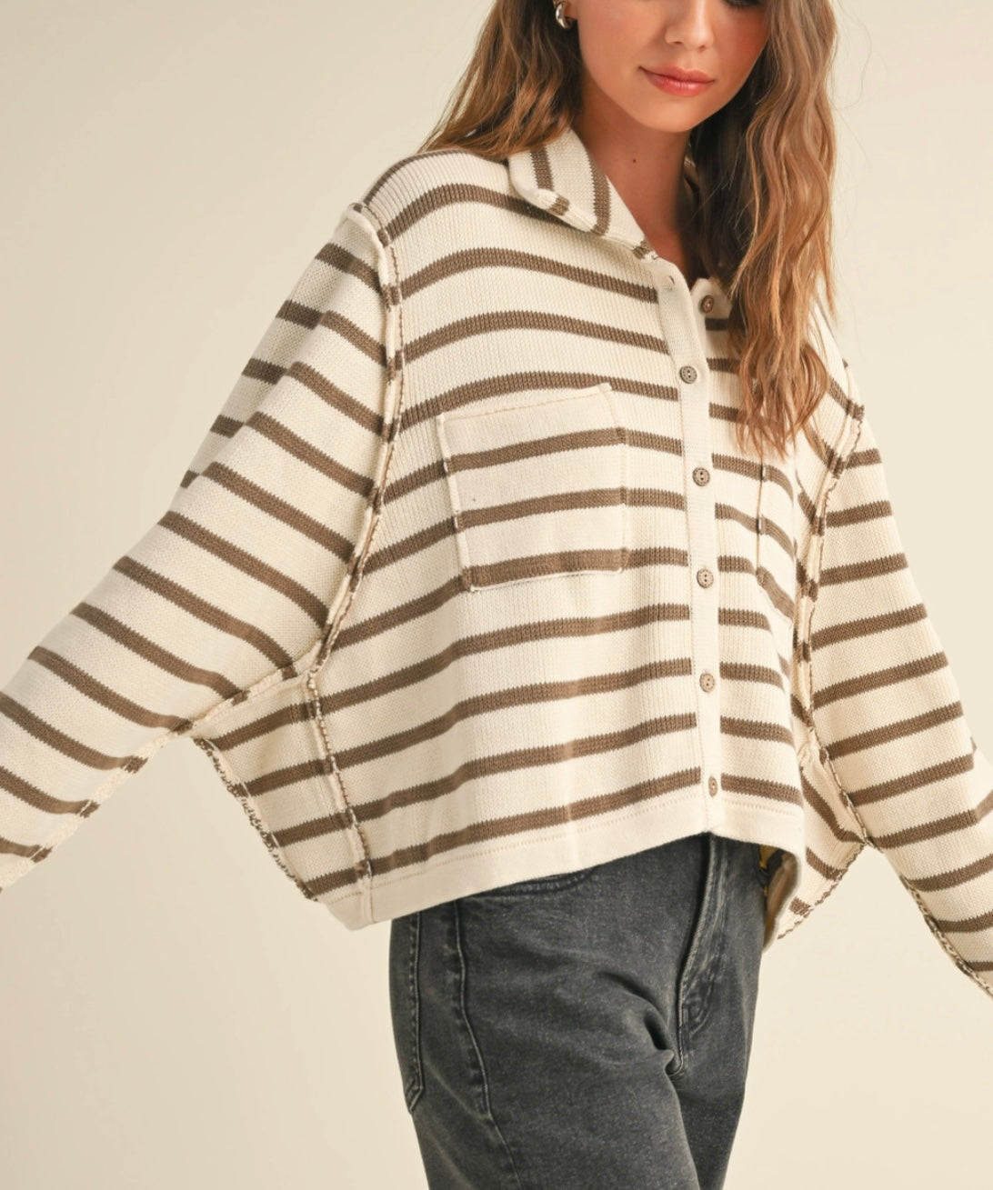 Striped Crop Cardigan