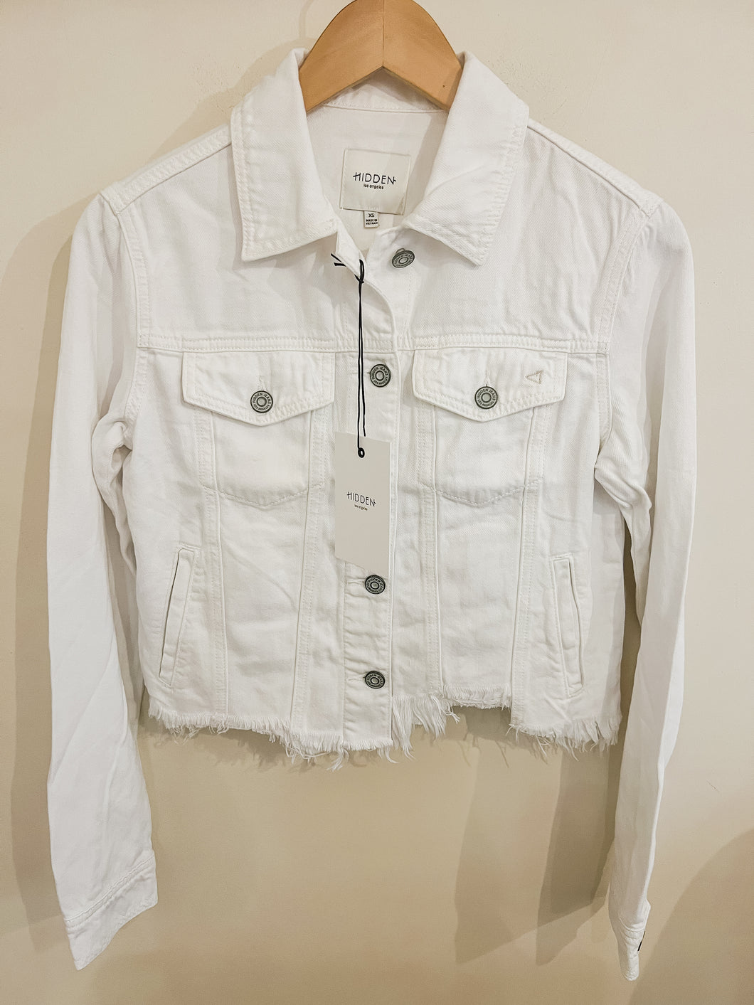 Hidden Denim- White Frayed Jacket