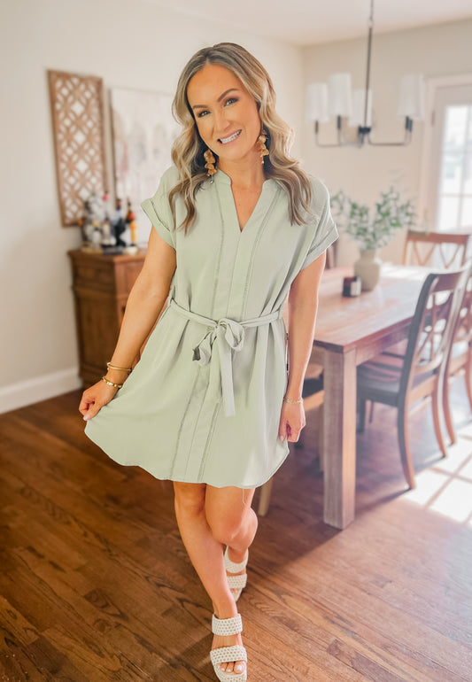 FINAL SALE- Sweetly Sage Mini Dress