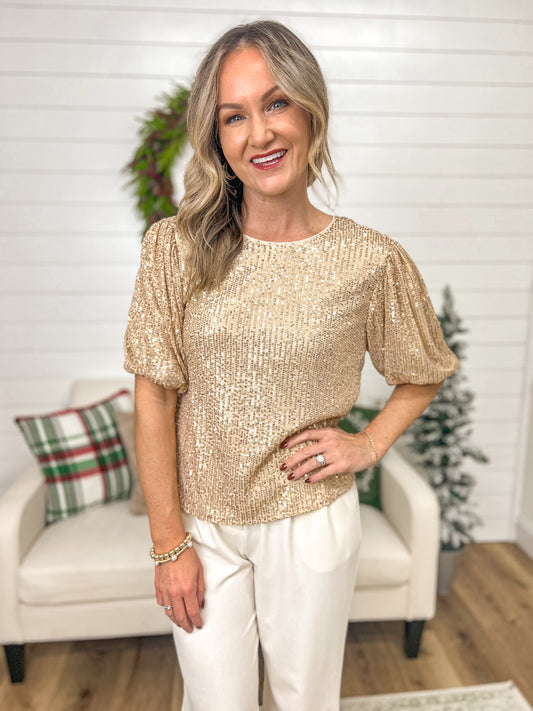 FINAL SALE -Sweeter with Sequins Top